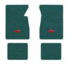 1965-1970 Chevrolet Impala floor mats with the Chevy Bowtie logo in Loop 05 Aqua carpet, illustration