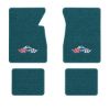 1965-1970 Chevrolet Impala floor mats with the Impala Deer with Flags (Small) logo in Loop 17 Bright Blue carpet, illustration