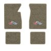 1965-1970 Chevrolet Impala floor mats with the Impala Deer with Flags (Small) logo in Essex 1076A Prairie Tan carpet, illustration
