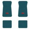 1971-1973 Chevrolet Impala floor mats with the Chevy Bowtie logo in Loop 17 Bright Blue carpet, illustration