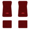1974-1976 Chevrolet Impala floor mats with the Chevy Bowtie logo in Cutpile 4305 Oxblood carpet, illustration
