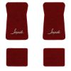 1974-1976 Chevrolet Impala floor mats with the Impala logo in Cutpile 4305 Oxblood carpet, illustration