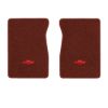1984-1986 Chevrolet K10 front floor mats with the Chevy Bowtie logo in Cutpile 7298 Maple / Canyon carpet, illustration