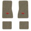 1974-1979 Chevrolet Nova floor mats with the Chevy Bowtie logo in Essex 1076A Prairie Tan carpet, illustration