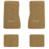 1974-1979 Chevrolet Nova floor mats with the Nova logo in Cutpile 854 Caramel carpet, illustration