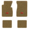 1955-1956 Chevrolet One-Fifty Series floor mats with the Chevy Bowtie logo in Essex 1054A Caramel carpet, illustration