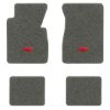 1957 Chevrolet One-Fifty Series floor mats with the Chevy Bowtie logo in Essex 1066A Gray carpet, illustration
