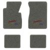 1957 Chevrolet One-Fifty Series floor mats with the Yesterdays Chevrolet logo in Essex 1066A Gray carpet, illustration
