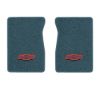 1987 Chevrolet R10 front floor mats with the Chevy Truck with Bolts logo in Cutpile 7766 Blue carpet, illustration