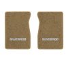 1987 Chevrolet R10 front floor mats with the Silverado logo in Cutpile 7295 Medium Doeskin carpet, illustration