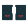 1987 Chevrolet R10 front floor mats with the Chevy Truck with Bolts logo in Cutpile 819 Dark Blue carpet, illustration