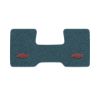 1987 Chevrolet R10 2WD Automatic/3-Speed Low Tunnel one-piece front floor mat with the Chevy Truck with Bolts logo in Cutpile 7766 Blue carpet, illustration