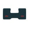1987 Chevrolet R10 2WD Automatic/3-Speed Low Tunnel one-piece front floor mat with the Chevy Truck with Bolts logo in Cutpile 819 Dark Blue carpet, illustration