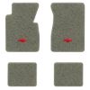 1957 Chevrolet Two-Ten Series floor mats with the Chevy Bowtie logo in Essex 1053A Silver carpet, illustration