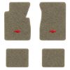 1957 Chevrolet Two-Ten Series floor mats with the Chevy Bowtie logo in Essex 1035A Beige carpet, illustration