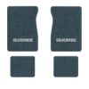1987 Chevrolet V20 Crew Cab floor mats with the Silverado logo in Essex 1017A Lapis Blue carpet, illustration