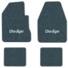 1966-1970 Dodge Charger 4-Speed floor mats with the Dodge logo in Essex 1017A Lapis Blue carpet, illustration