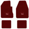 1966-1970 Dodge Charger 4-Speed floor mats with the Charger R/T logo in Essex 1016A Red carpet, illustration
