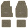 1966-1970 Dodge Charger 4-Speed floor mats with the Charger with Emblem logo in Essex 1076A Prairie Tan carpet, illustration