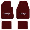 1974-1975 Dodge Charger 2-Door 4-Speed floor mats with the Dodge logo in Cutpile 825 Maroon carpet, illustration
