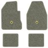 1974-1975 Dodge Charger 2-Door 4-Speed floor mats with the Chrysler Pentastar logo in Essex 1053A Silver carpet, illustration