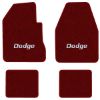1965 Dodge Coronet 2-Door 4-Speed floor mats with the Dodge logo in Essex 1016A Red carpet, illustration