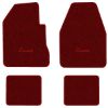 1965 Dodge Coronet 2-Door 4-Speed floor mats with the Coronet logo in Essex 1016A Red carpet, illustration