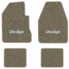 1965 Dodge Coronet 2-Door 4-Speed floor mats with the Dodge logo in Essex 1076A Prairie Tan carpet, illustration