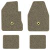 1965 Dodge Coronet 2-Door 4-Speed floor mats with the Chrysler Pentastar logo in Essex 1076A Prairie Tan carpet, illustration