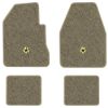 1965 Dodge Coronet 500 2-Door 4-Speed floor mats with the Chrysler Pentastar logo in Essex 1035A Beige carpet, illustration