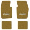 1963-1973 Dodge Dart floor mats with the Dodge logo in Loop 20 Gold carpet, illustration