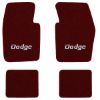 1963-1973 Dodge Dart floor mats with the Dodge logo in Essex 1045A Maroon carpet, illustration