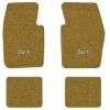 1963-1973 Dodge Dart floor mats with the Dart logo in Loop 20 Gold carpet, illustration