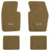 1963-1973 Dodge Dart floor mats with the Dart logo in Essex 1054A Caramel carpet, illustration