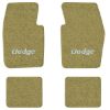 1971-1972 Dodge Dart Demon 2-Door floor mats with the Dodge logo in Loop 04 Ivy Gold carpet, illustration