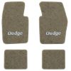 1971-1972 Dodge Dart Demon 2-Door floor mats with the Dodge logo in Essex 1076A Prairie Tan carpet, illustration