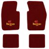1971-1972 Dodge Dart Demon 2-Door floor mats with the Demon Devil with Pitchfork logo in Essex 1016A Red carpet, illustration