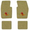 1971-1972 Dodge Dart Demon 2-Door floor mats with the Demon Devil with Pitchfork logo in Loop 04 Ivy Gold carpet, illustration