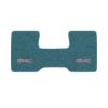 1979-1986 GMC C1500 2WD Automatic/3-Speed Low Tunnel one-piece front floor mat with the GMC logo in Cutpile 802 Blue carpet, illustration