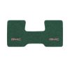 1979-1986 GMC C1500 2WD Automatic/3-Speed Low Tunnel one-piece front floor mat with the GMC logo in Cutpile 859 Light Jade Green carpet, illustration