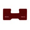 1979-1986 GMC C1500 2WD Automatic/3-Speed Low Tunnel one-piece front floor mat with the GMC logo in Essex 1016A Red carpet, illustration