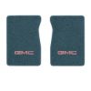 1984-1986 GMC C1500 front floor mats with the GMC logo in Cutpile 7766 Blue carpet, illustration