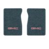1984-1986 GMC C2500 front floor mats with the GMC logo in Essex 1017A Lapis Blue carpet, illustration
