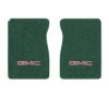 1979-1983 GMC K1500 front floor mats with the GMC logo in Cutpile 859 Light Jade Green carpet, illustration