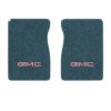 1979-1983 GMC K1500 front floor mats with the GMC logo in Cutpile 7766 Blue carpet, illustration