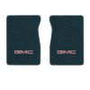 1984-1986 GMC K2500 front floor mats with the GMC logo in Cutpile 819 Dark Blue carpet, illustration