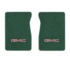 1981-1986 GMC K3500 front floor mats with the GMC logo in Cutpile 859 Light Jade Green carpet, illustration