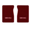1981-1986 GMC K3500 front floor mats with the GMC logo in Essex 1016A Red carpet, illustration