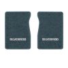 1987 GMC R1500 front floor mats with the Silverado logo in Essex 1017A Lapis Blue carpet, illustration