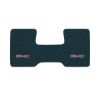 1987 GMC R1500 2WD Automatic/3-Speed Low Tunnel one-piece front floor mat with the GMC logo in Cutpile 819 Dark Blue carpet, illustration